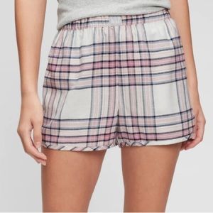 Flannel PJ Shorts ( Pink Gray)
